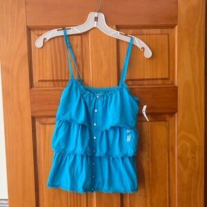 Hollister Turquoise Blue Ruffled Tank Top Sz S Y2K New with Tag